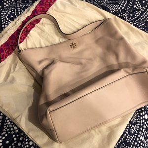 Tory Burch Frida Leather Hobo Light Oak Handbag